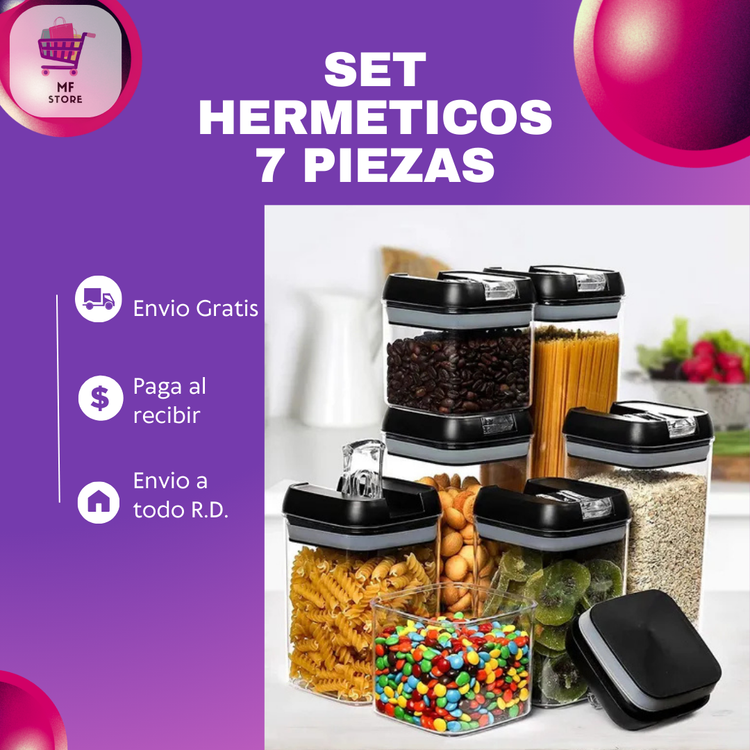 SET ENVASES HERMETICOS 7 PIEZAS